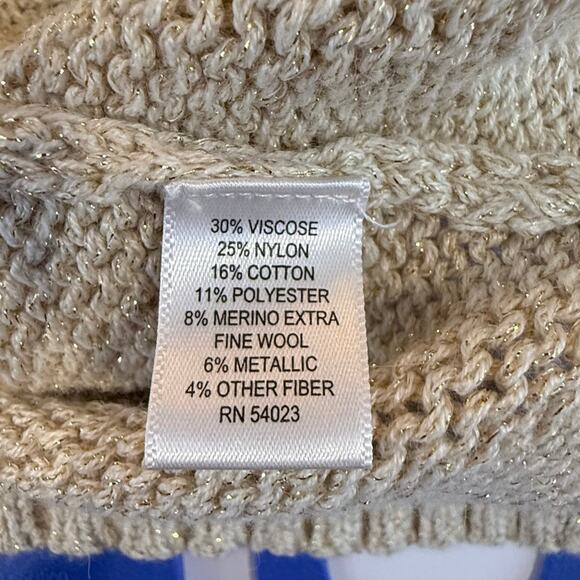 Banana Republic M Short Sleeve Sweater Metallic Knit Gold Shimmer Pullover - Picture 4 of 8